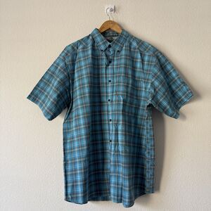 Ariat Pro Series Shirt Mens XL Blue Gray Plaid Short Sleeve Button-Up